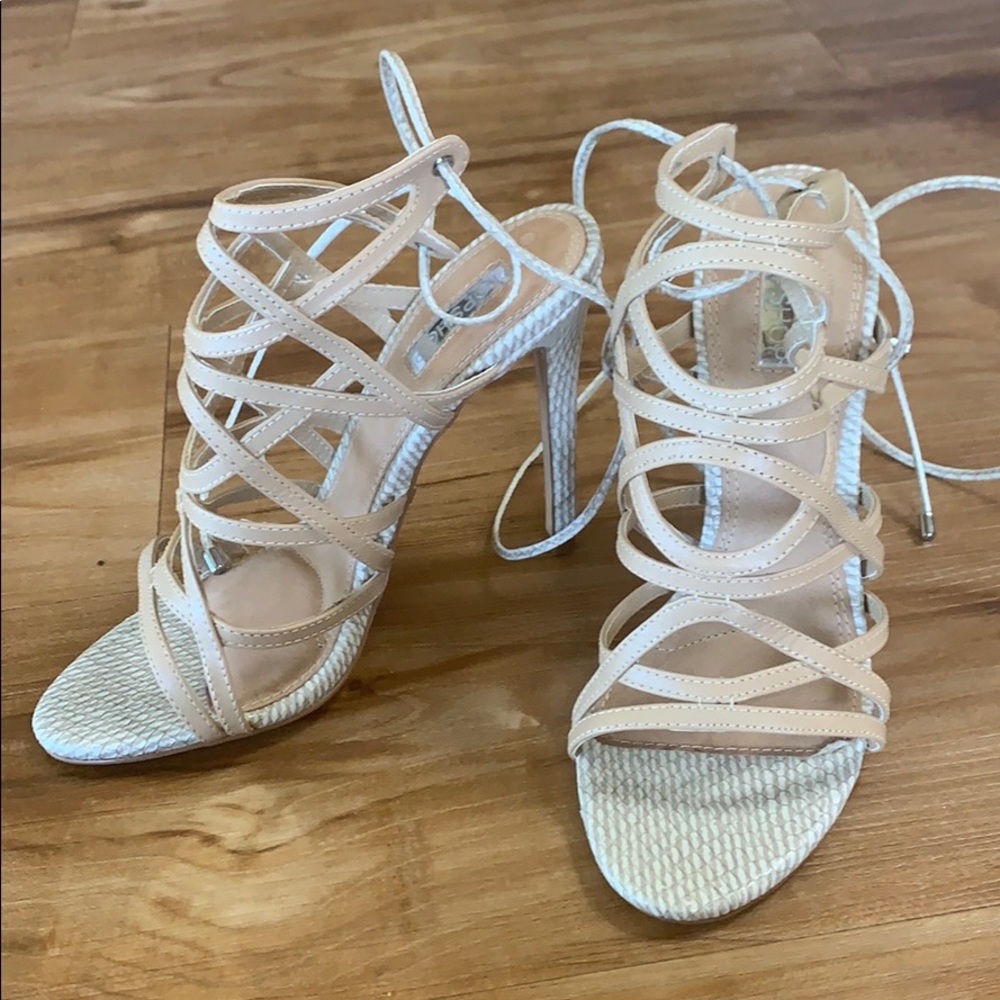 Strappy high heels